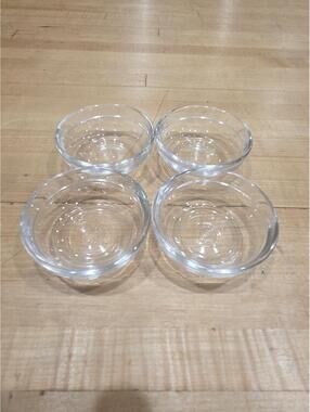 Vintage Duralex France Clear Glass Stackable Prep Bowls 3.5 Inch Set of 4
